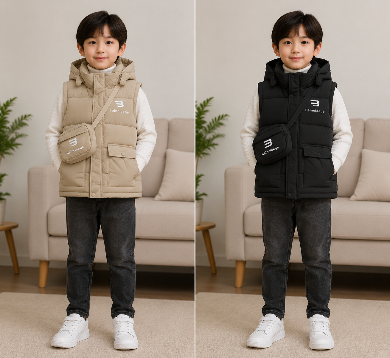 پافر بچه‌گانه Balenciaga کلاه‌دار با کیف کمری